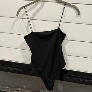SHEIN Sleek Black Spaghetti Strap Bodysuit